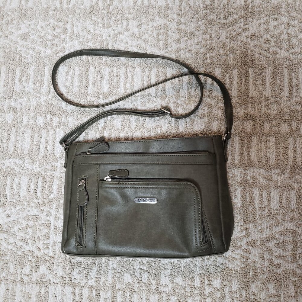 Multi Sac Summerville East West Crossbody Bag Olive Green Faux Leather OS